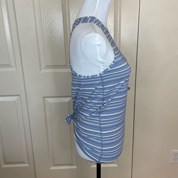 Lululemon All Tied Up Tank Cut Back Stripe Tempest Blue White - Picture 2 of 9